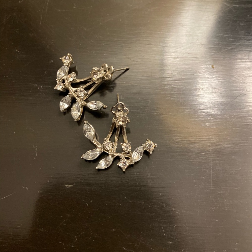 New - Jewellery Silver Crystal Floral Stud Earrings (One Size) - Picture 2 of 3